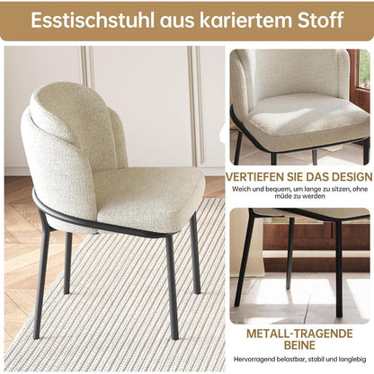 Essgruppe 9-teilig Creme Weiß – Skandinavisch Modern
