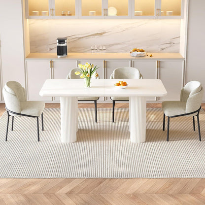 Essgruppe 5-teilig Creme Weiß – Skandinavisch Modern