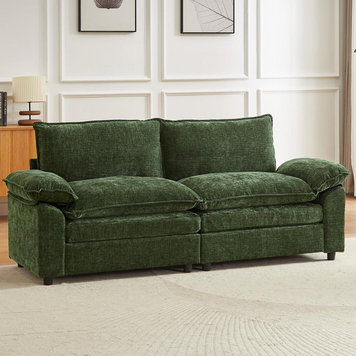 JIEXI Ecksofa mit Schlaffunktion, Grün – Modernes Wohnzimmer Sofa