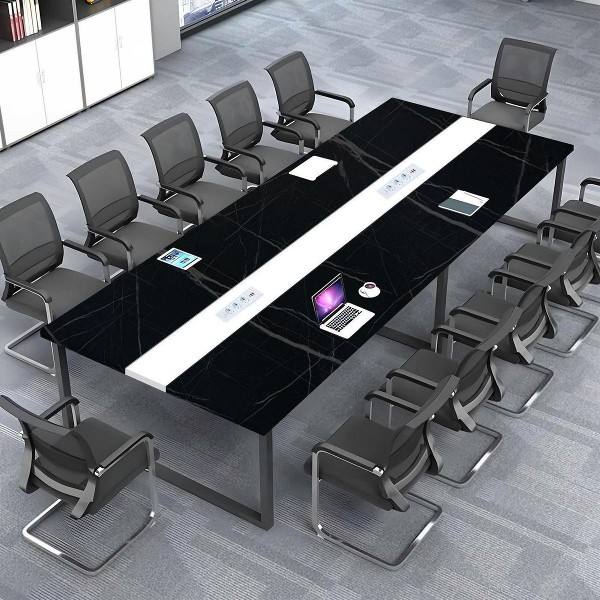 Konferenztisch L1 400cm mit Kabeldurchführung – Modern & Stabil