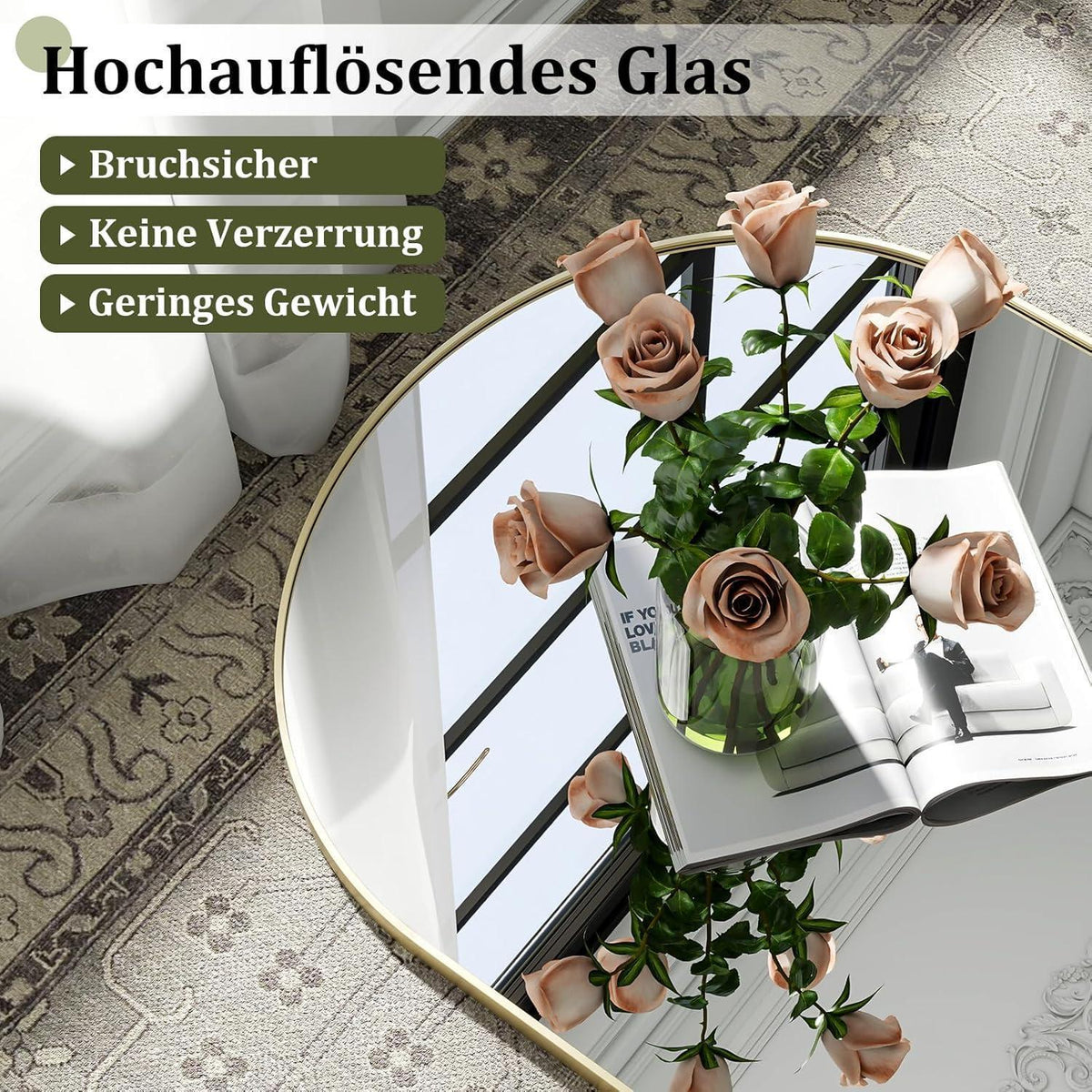 Großer Ganzkörperspiegel 180x67 cm – Stand- & Wandspiegel Gold