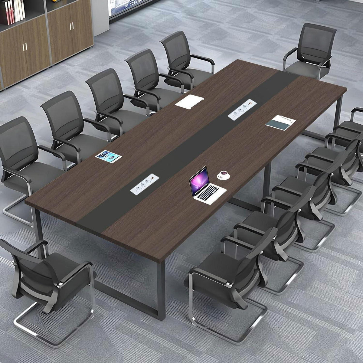 Konferenztisch 200x100cm mit Kabeldurchführung – Modern & Stabil