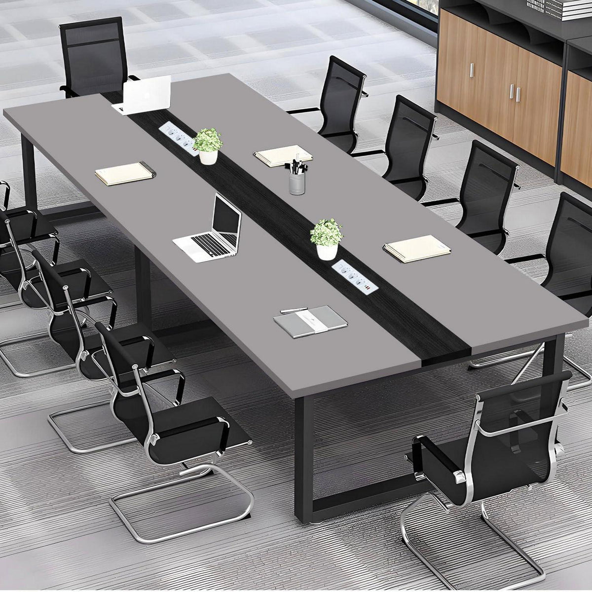 Konferenztisch groß mit Kabeldurchführung – Modernes Büro Meeting Tisch