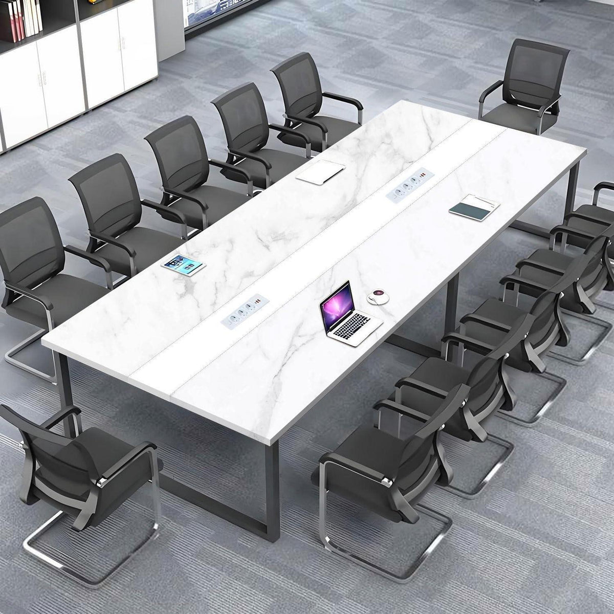 Konferenztisch 240x120cm mit Kabeldurchführung – Modern & Stabil