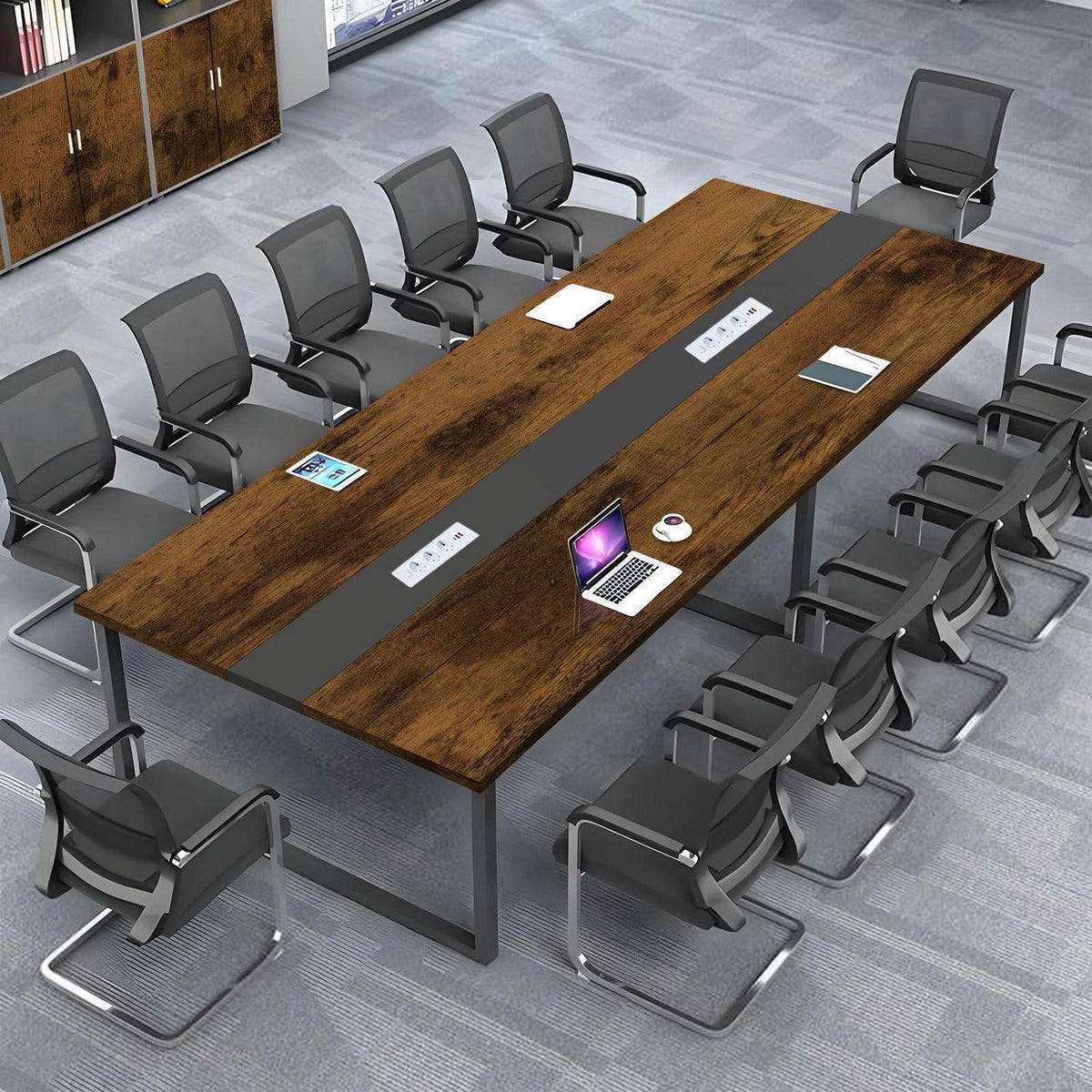 Konferenztisch groß mit Kabelmanagement – Modern & Stabil