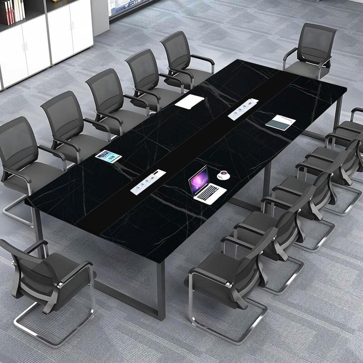 Konferenztisch L320 – Modern, Kabelmanagement & Groß für Büro