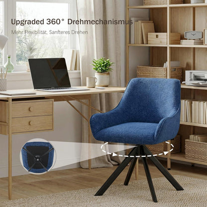 Drehbarer Esszimmerstuhl Set 4er – Dunkelblau, Chenille & Metall