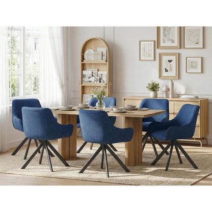 Drehbarer Esszimmerstuhl Set 4er – Dunkelblau, Chenille & Metall