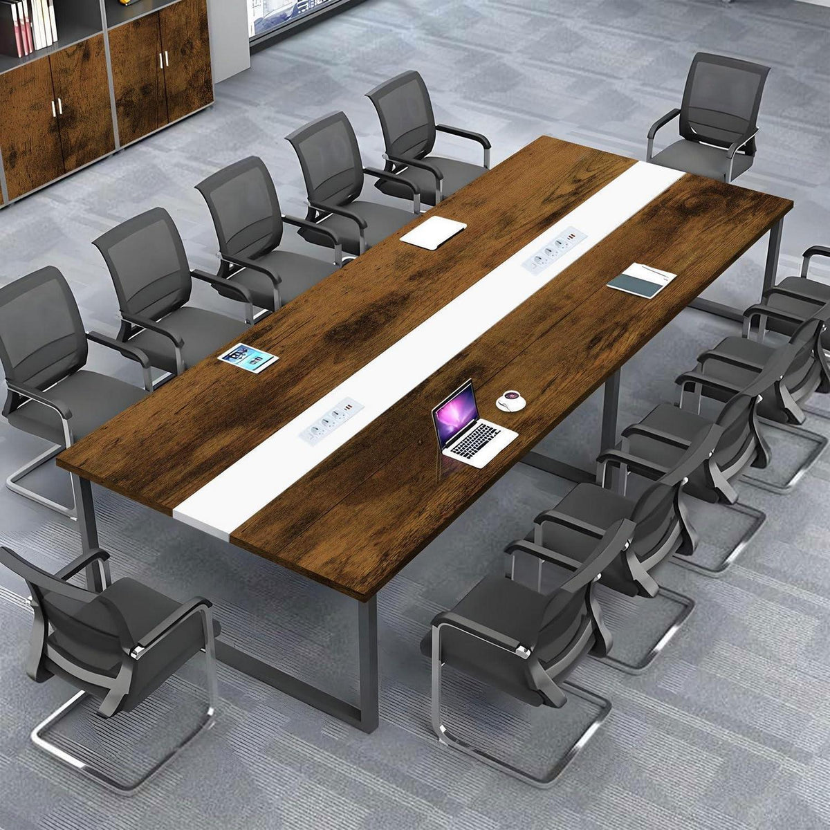 Konferenztisch C 240x80cm mit Kabeldurchführung – Modern & Stabil