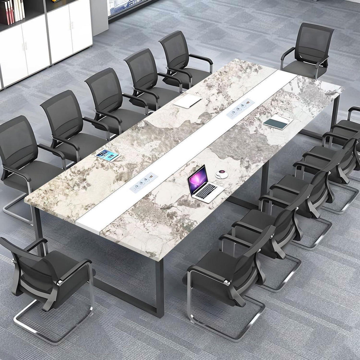 Konferenztisch groß mit Kabeldurchführung – Modern & Stabil