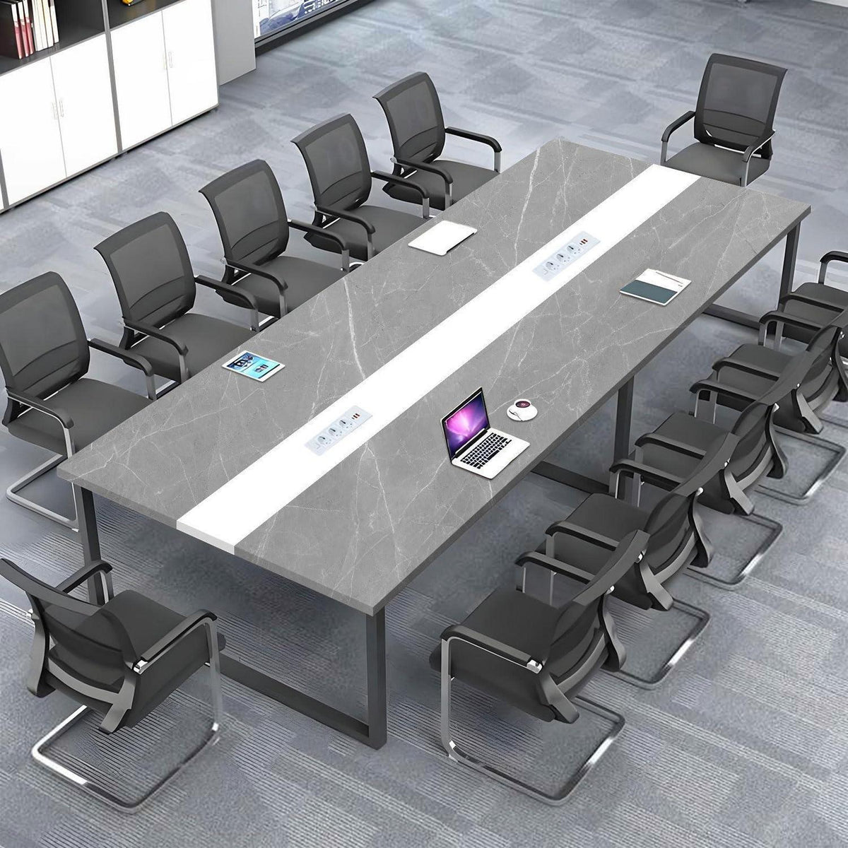 Konferenztisch 200x100cm mit Kabeldurchführung – Modern & Stabil