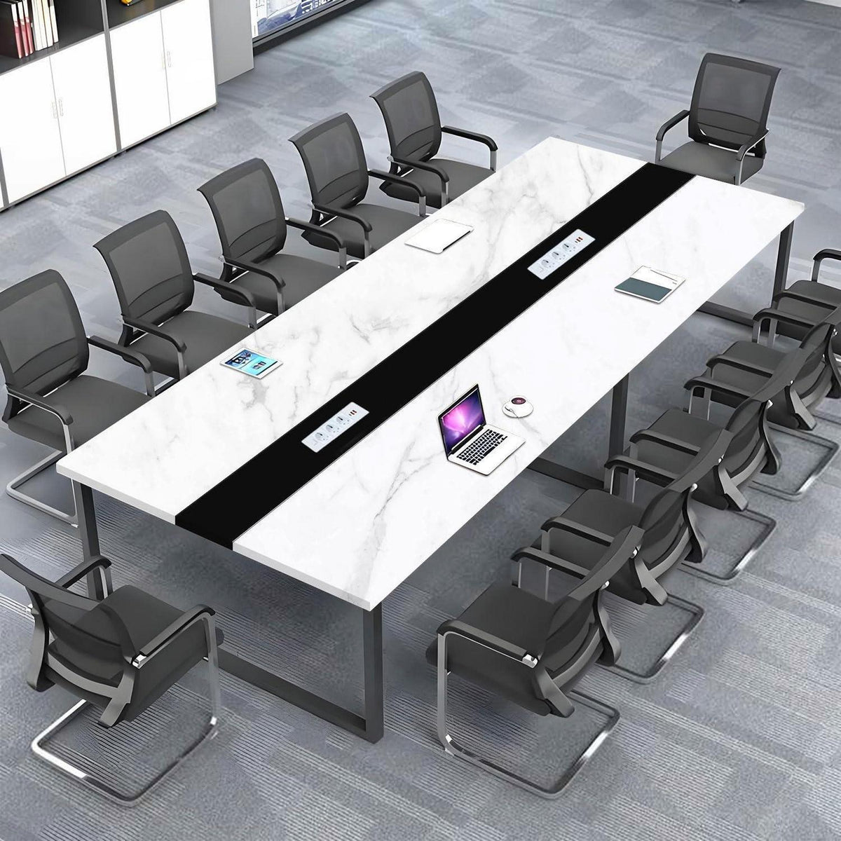 Konferenztisch K 320x120cm – Modern, Kabelmanagement & Stabil