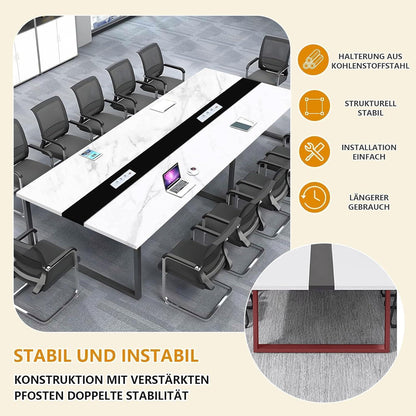 Konferenztisch B460 – Modern, Kabelmanagement & Groß für Büro