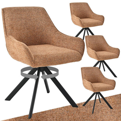 Drehbarer Esszimmerstuhl Set 4er – Chenille, Camelbraun