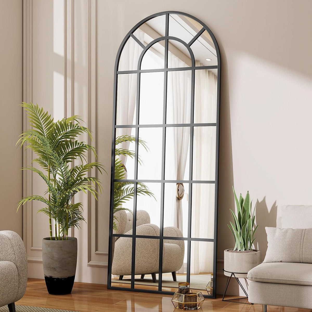 Ganzkörperspiegel Bogen 180x76cm Schwarz – Stand- & Wandspiegel