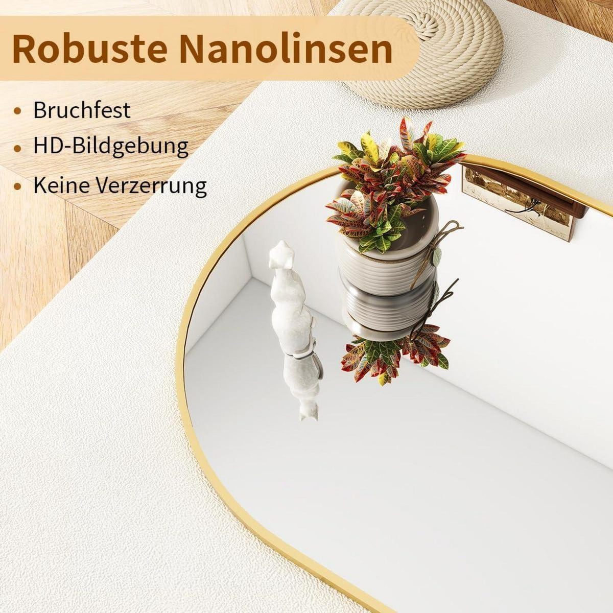 Ganzkörperspiegel Bogen Gold – 95x195cm, Stand- & Wandspiegel