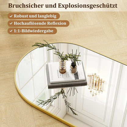 Ganzkörperspiegel 120x40cm mit Band & Aluminiumrahmen in Lederoptik