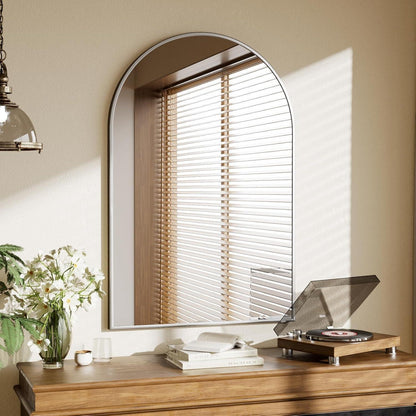 Silberner Bogen-Wandspiegel 91x61 cm – Modern & Dekorativ
