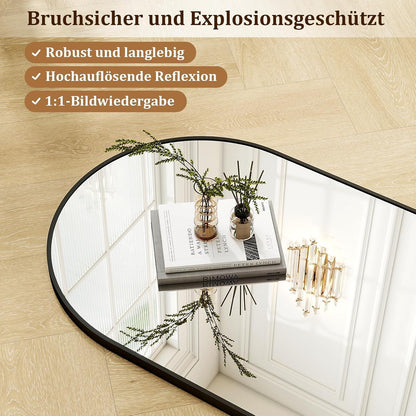 Ganzkörperspiegel 120x40cm mit Band & Aluminiumrahmen in Lederoptik