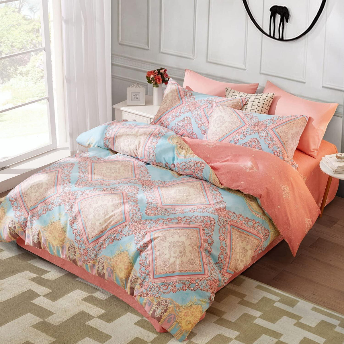 Boho Bettwäsche Set Rosa 155x220 cm Baumwolle