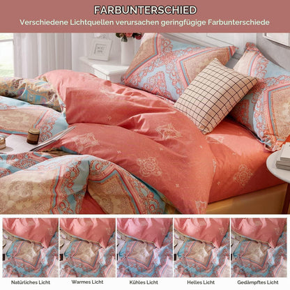 Boho Bettwäsche Set Rosa 155x220 cm Baumwolle