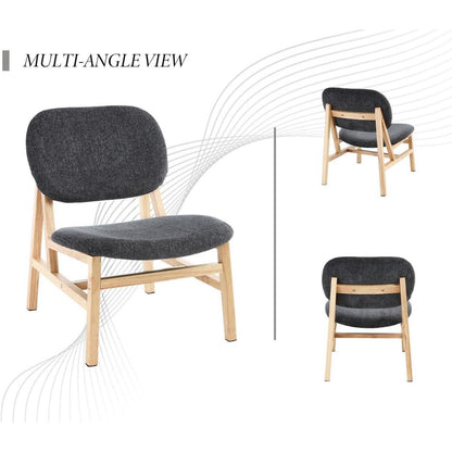 Loungesessel Grau, Chenille & Holzbeine – Bequemer Akzentstuhl
