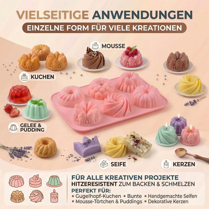 Mini Gugelhupfform Silikon 3er Set | 18 Mulden Backform