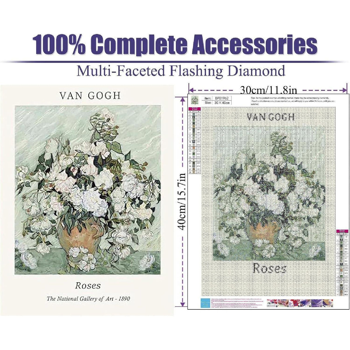 Rose Diamantmalerei Set für Erwachsene 30x40cm