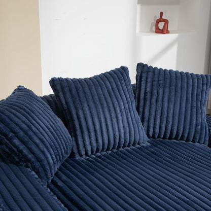 Boneless Couch: Bequemes Cord-Schlafsofa mit 3 Kissen (Marineblau)