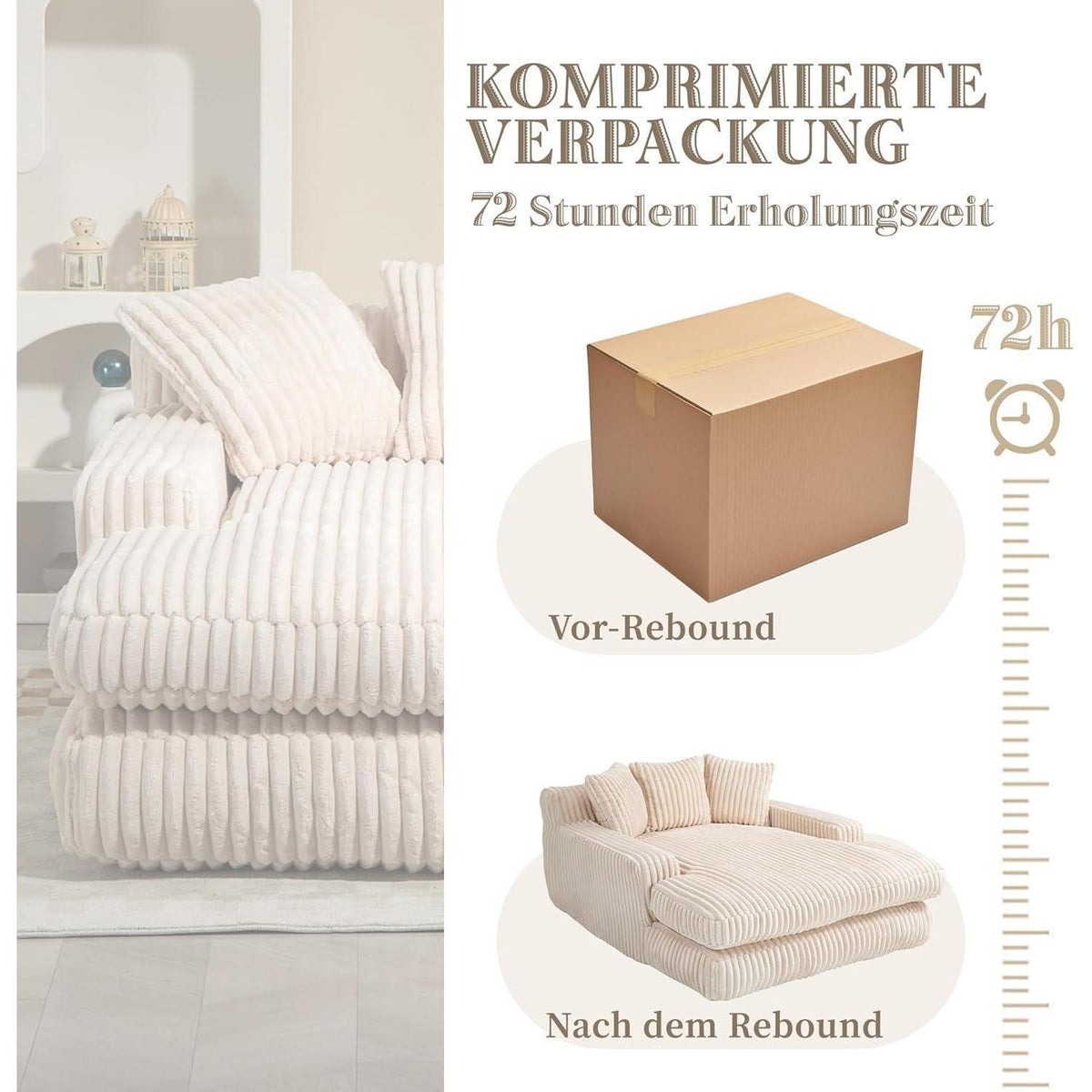 Boneless Cord Schlafsofa – Bequemes Bodensofa für Wohnzimmer