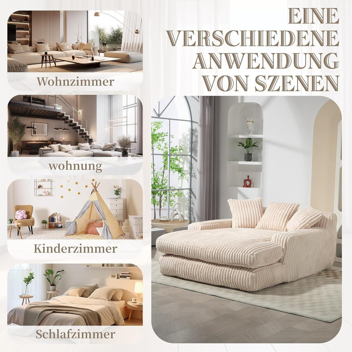 Boneless Cord Schlafsofa – Bequemes Bodensofa für Wohnzimmer