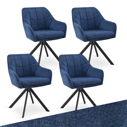 Drehbarer Esszimmerstuhl Set Dunkelblau – 4er Set mit Chenille
