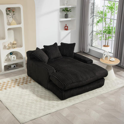 Boneless Couch: Bequemes Cord-Schlafsofa mit 3 Kissen (Schwarz)