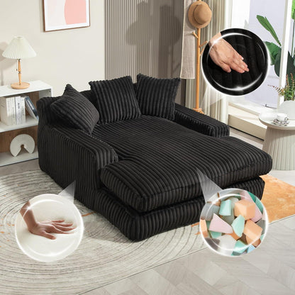 Boneless Couch: Bequemes Cord-Schlafsofa mit 3 Kissen (Schwarz)