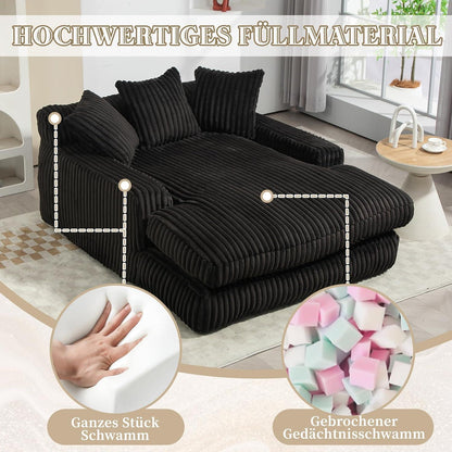 Boneless Couch: Bequemes Cord-Schlafsofa mit 3 Kissen (Schwarz)