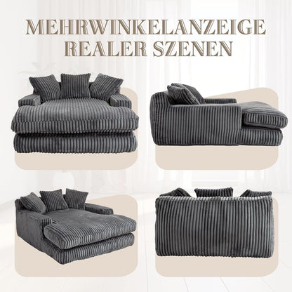 Boneless Couch: Bequemes Cord-Schlafsofa mit 3 Kissen (Dunkel Grau)