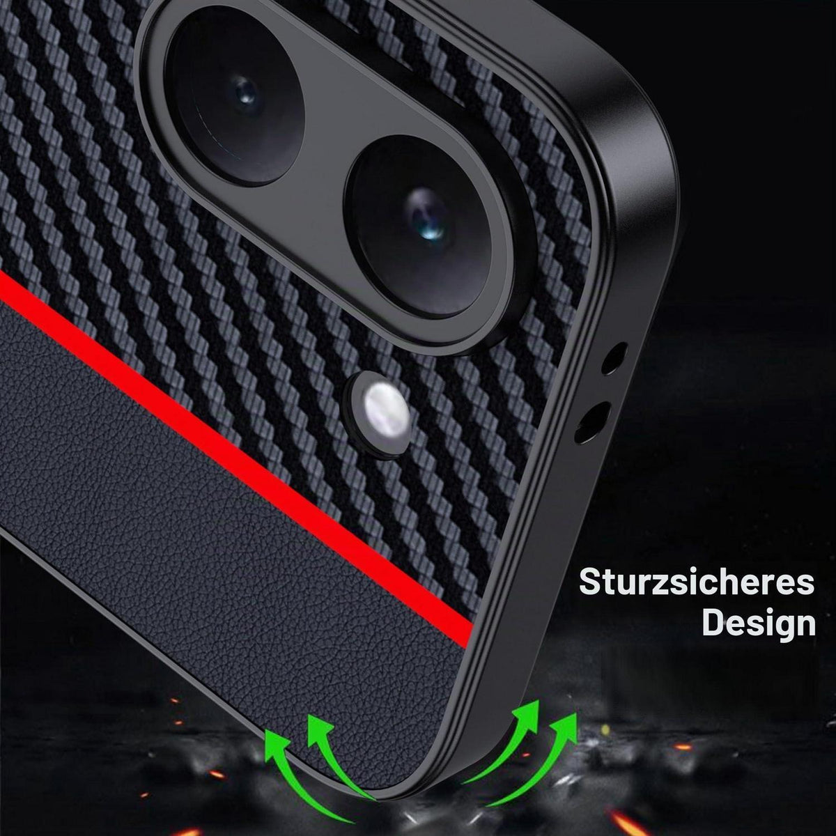 Xiaomi Poco X8 Pro Hülle: Wasserdicht, Stoßfest & Carbonfaser Rot/Schwarz