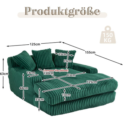 Boneless Couch: Bequemes Cord-Schlafsofa in Grün