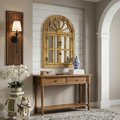 Fensterpaneel Spiegel mit Holzrahmen – 60x90 cm