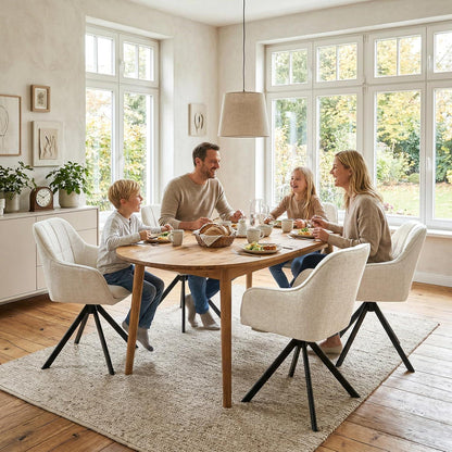 Drehbare Esszimmerstühle 2er Set – Cremeweiß, 360° Komfort