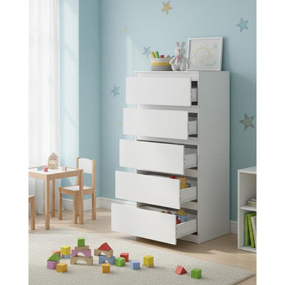 Weiß Kommode mit 5 Schubladen – 60x40x120 cm