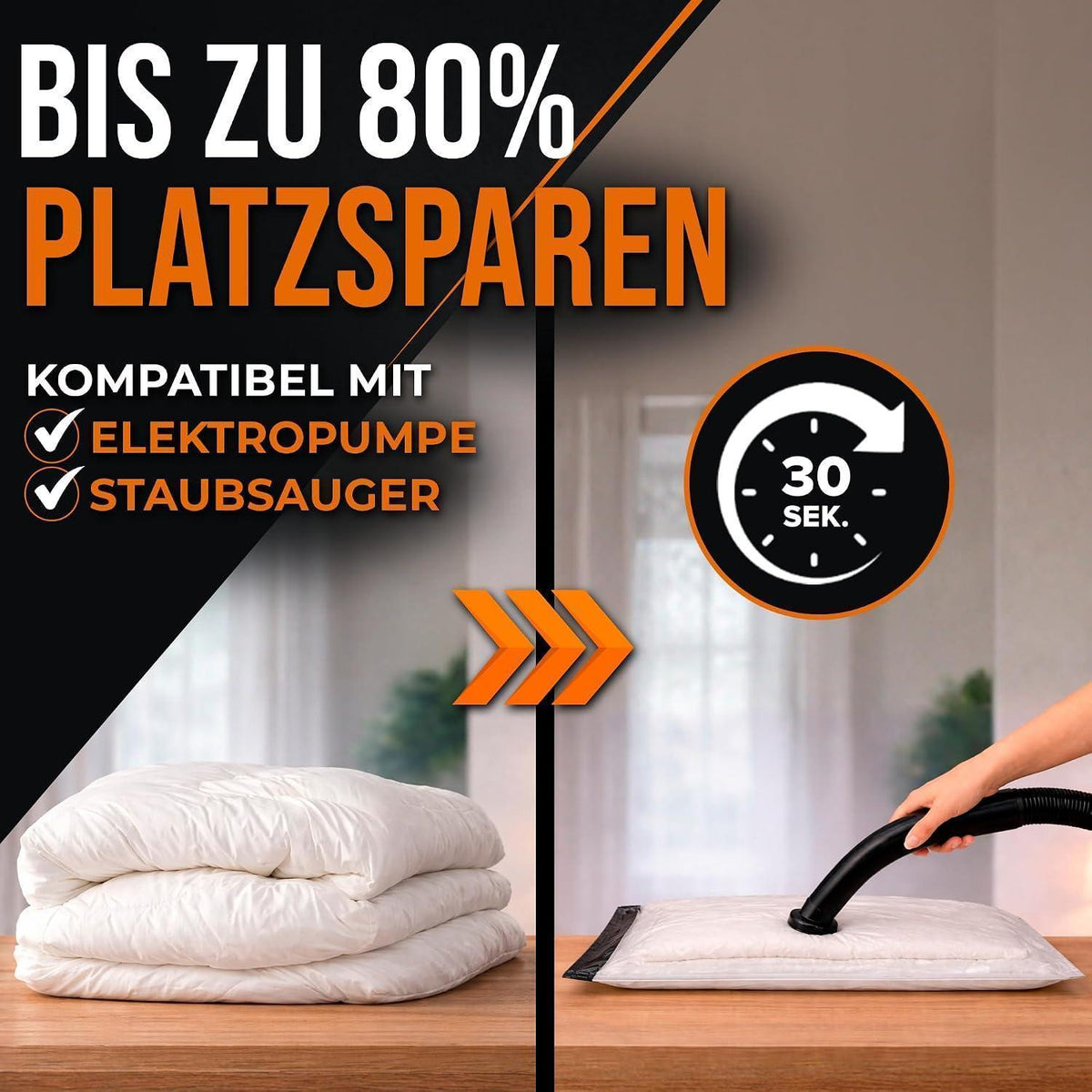 XXL Vakuumbeutel für Bettdecken & Kissen – 6er Set (130x90cm)