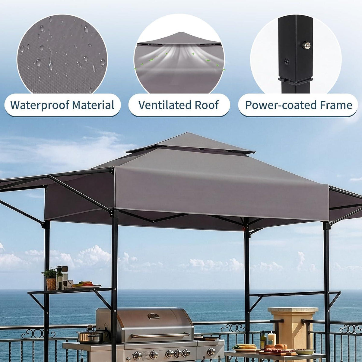 Faltbarer Grillpavillon 380x100x240 cm – Wetterfest & Robust