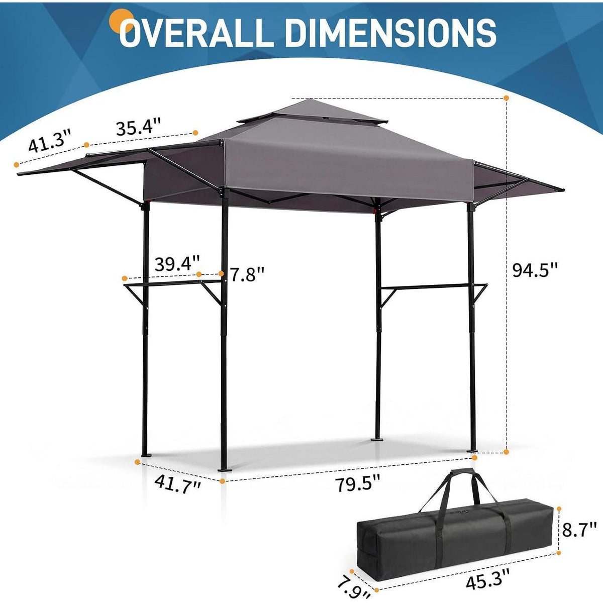 Faltbarer Grillpavillon 380x100x240 cm – Wetterfest & Robust