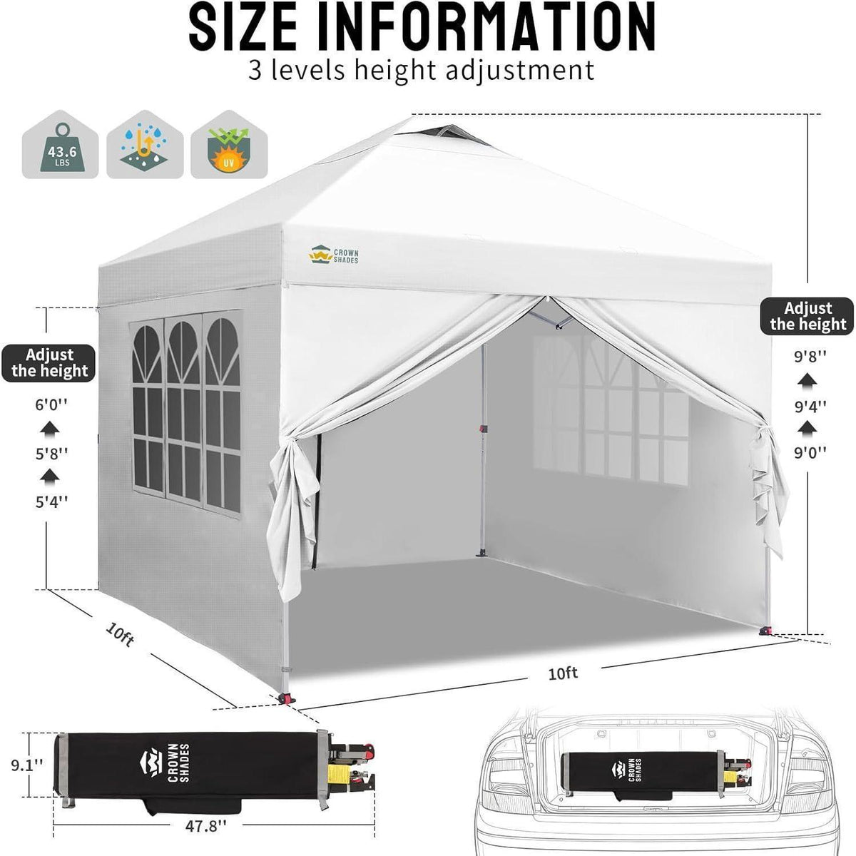 3x3m Pop-Up Pavillon wasserdicht mit Seitenwänden & UV-Schutz