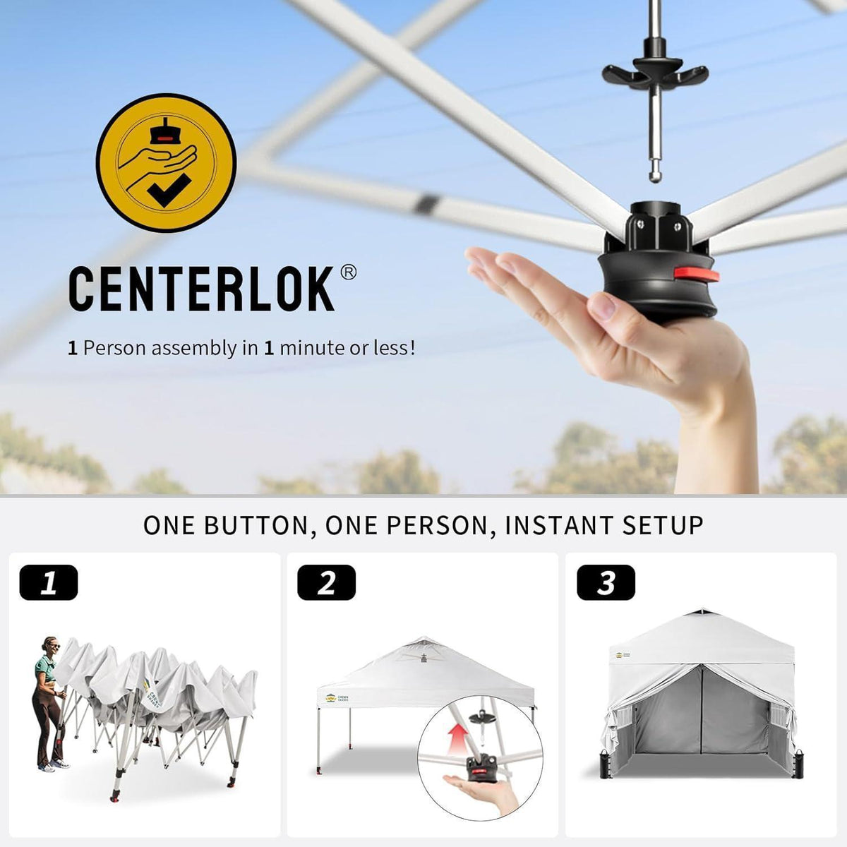 3x3m Pop-Up Pavillon wasserdicht mit Seitenwänden & UV-Schutz