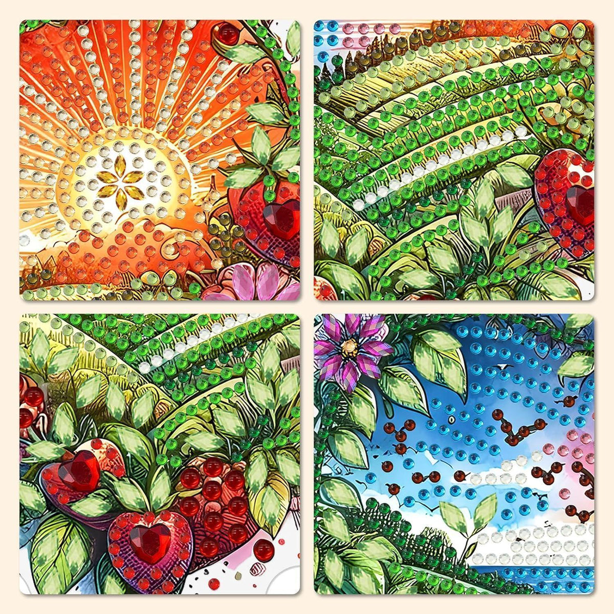 Diamantmalerei Türschild Ländliche Landschaft 20x20cm