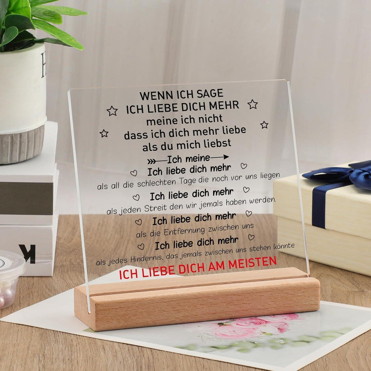 Acryl Dekoration "Ich Liebe Dich" - Paar Geschenk Jahrestag