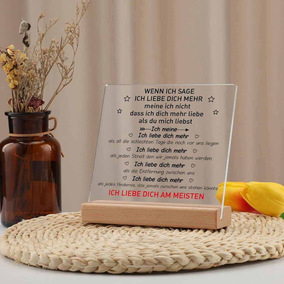 Acryl Dekoration "Ich Liebe Dich" - Paar Geschenk Jahrestag