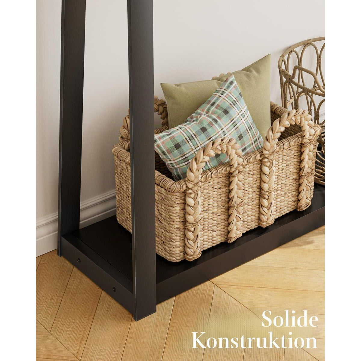 Konsolentisch Holz Schwarz – 2-Stufig mit Stauraum
